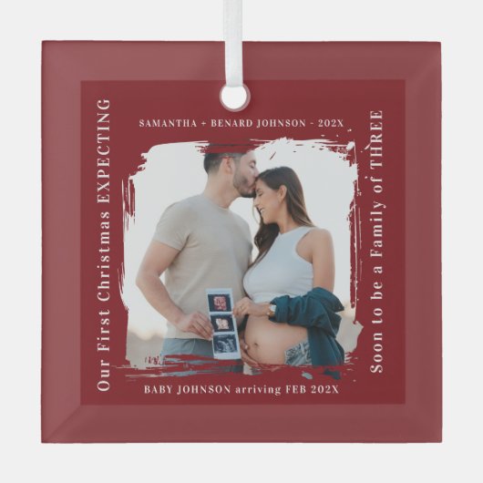 First Christmas Expecting Pregnancy Announcement Ornament Aus Glas (Vorderseite)