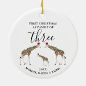 First Christmas Family of Three Cute Giraffes Keramik Ornament (Hinten)