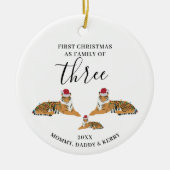 First Christmas Family of Three Cute Tigers Keramik Ornament (Vorne)