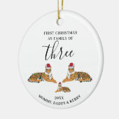 First Christmas Family of Three Cute Tigers Keramik Ornament (Links)