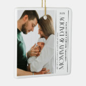 First Christmas Family of Three Mommy Daddy Photo Keramikornament (Rechts)