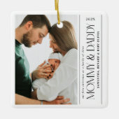 First Christmas Family of Three Mommy Daddy Photo Keramikornament (Vorderseite)