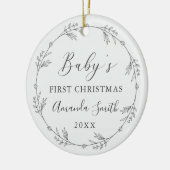 First Christmas Floral Botanical Wreath Keramik Ornament (Links)