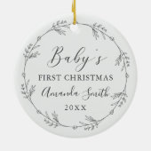 First Christmas Floral Botanical Wreath Keramik Ornament (Hinten)