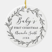 First Christmas Floral Botanical Wreath Keramik Ornament (Hinten)