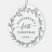 First Christmas Floral Botanical Wreath Keramik Ornament (Links)