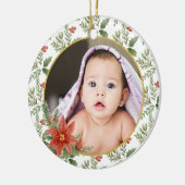 First Christmas Floral Foto Geschenk Keramik Ornament (Links)