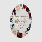 First Christmas Floral Gold | Foto zurück Ornament (Vorderseite)