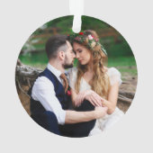 First Christmas Floral Gold | Foto zurück Ornament (Rückseite)