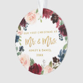 First Christmas Floral Gold | Foto zurück Ornament (Vorderseite)