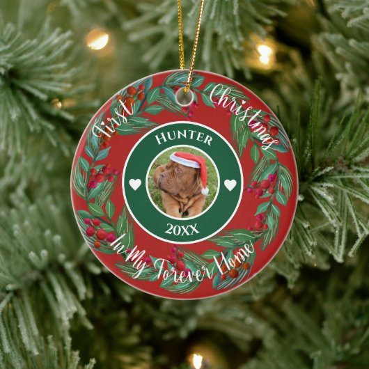 First Christmas Forever Zuhause Pet Wreath Ornamen Keramik Ornament (Baum)
