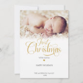 First Christmas Foto Script Heart Feiertagskarte (Vorderseite)