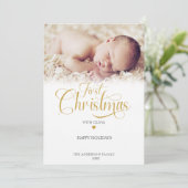 First Christmas Foto Script Heart Feiertagskarte (Stehend Vorderseite)