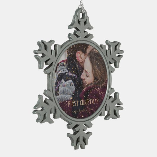 First Christmas Gold Glitzer Snowflake Ornament (Links)