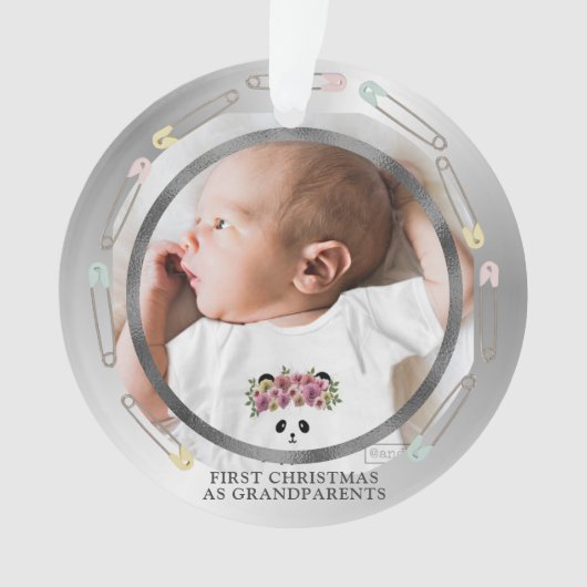 First Christmas Grandeleltern Baby Foto Ornament (Vorderseite)