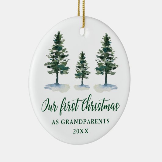 First Christmas Grandeltern Pines Foto BACK Keramik Ornament (Rechts)