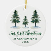First Christmas Grandeltern Pines Foto BACK Keramik Ornament (Vorne)