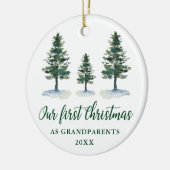 First Christmas Grandeltern Pines Foto BACK Keramik Ornament (Links)