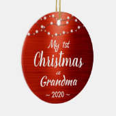 First Christmas Grandma String Lights Foto Keramik Ornament (Rechts)