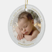 First Christmas Grandparents Minimal Gold Photo Keramik Ornament (Links)