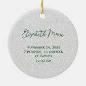 First Christmas Grandparents Minimal Green Photo Keramik Ornament (Hinten)