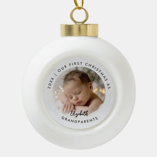 First Christmas Grandparents Wonderland Photo Keramik Kugel-Ornament (Vorderseite)