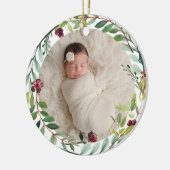 First Christmas Green Holiday Wreath Baby Foto Keramik Ornament (Links)