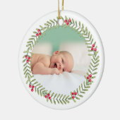 First Christmas Green Holiday Wreath Baby Keramik Ornament (Links)
