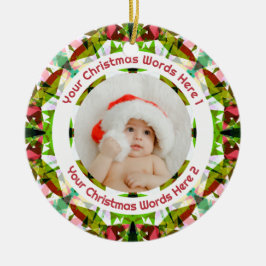 First Christmas Green Pink Photo Baby Keepsake Keramik Ornament