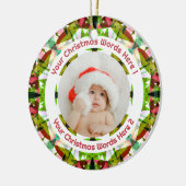 First Christmas Green Pink Photo Baby Keepsake Keramik Ornament (Links)