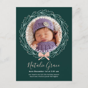 First Christmas Holiday Birth Announcement Postkarte