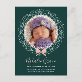 First Christmas Holiday Birth Announcement Postkarte