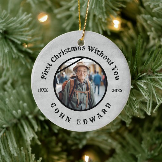 First Christmas In Loving Memory Photo Tribute Keramik Ornament (Baum)