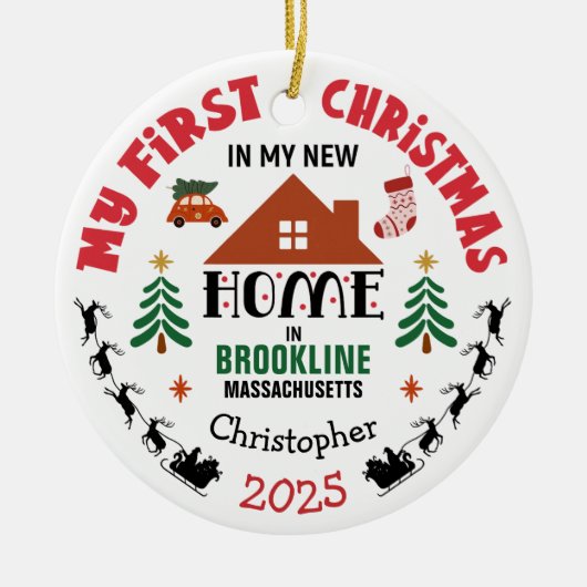 First Christmas In My New Home Custom Name Keramik Ornament (Vorne)