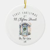 first Christmas in New Home Christmas watercolour Keramik Ornament (Vorne)