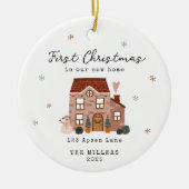 First Christmas In Our New Home Custom Address Keramik Ornament (Vorne)