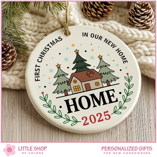 First Christmas in Our New Home Customizable Photo Keramik Ornament