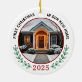 First Christmas in Our New Home Customizable Photo Keramik Ornament (Hinten)
