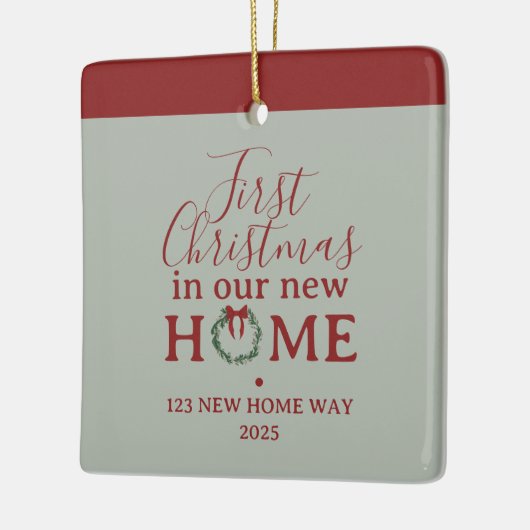 First Christmas In Our New Home Family Photo Keramikornament (Links)