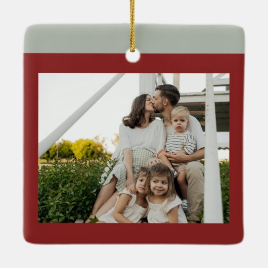 First Christmas In Our New Home Family Photo Keramikornament (Rückseite)