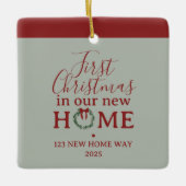 First Christmas In Our New Home Family Photo Keramikornament (Vorderseite)