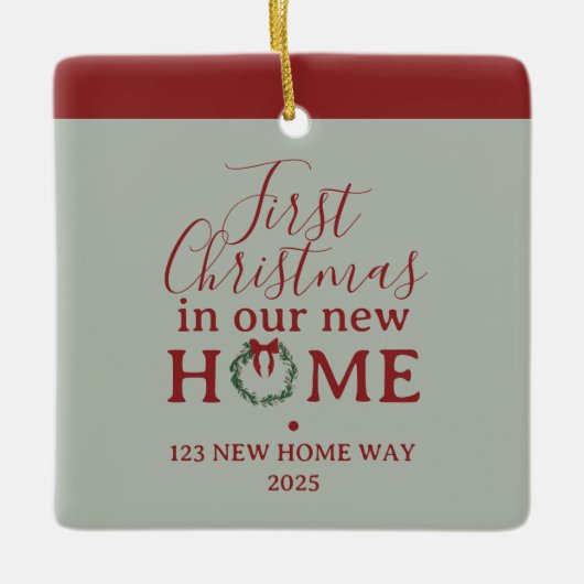 First Christmas In Our New Home Family Photo Keramikornament (Vorderseite)
