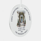 First Christmas In Our New Home Family Photo Ornament Aus Metall (Vorderseite Rechts)