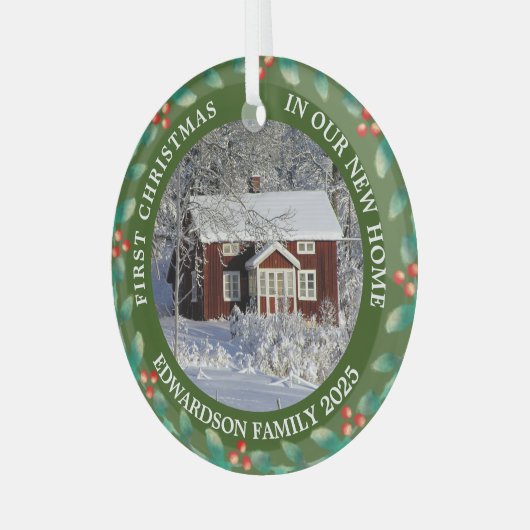 First Christmas in our new Home house photo Ornament Aus Glas (Vorderseite links)