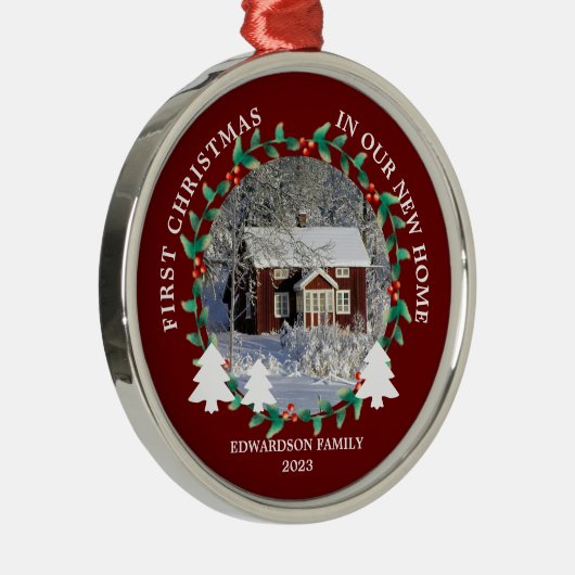 First Christmas in our new Home house photo Ornament Aus Metall (Rechts)