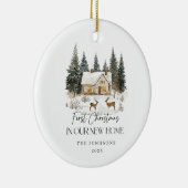 First Christmas in Our New Home Winter View Keramik Ornament (Rechts)