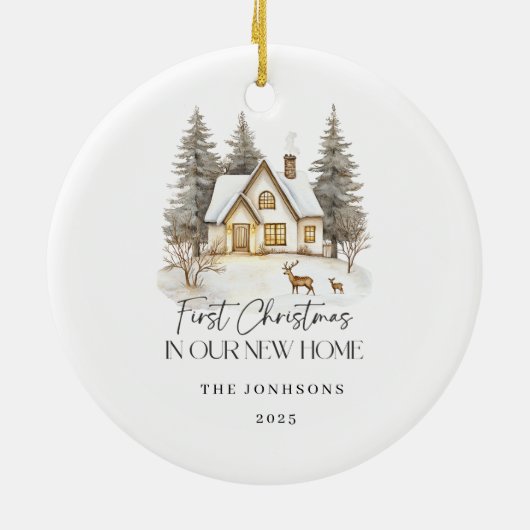 First Christmas in Our New Home Winter View Keramik Ornament (Hinten)