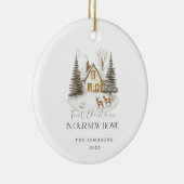 First Christmas in Our New Home Winter View Keramik Ornament (Rechts)