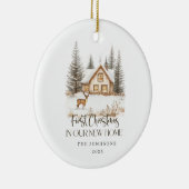 First Christmas in Our New Home Winter View Keramik Ornament (Rechts)