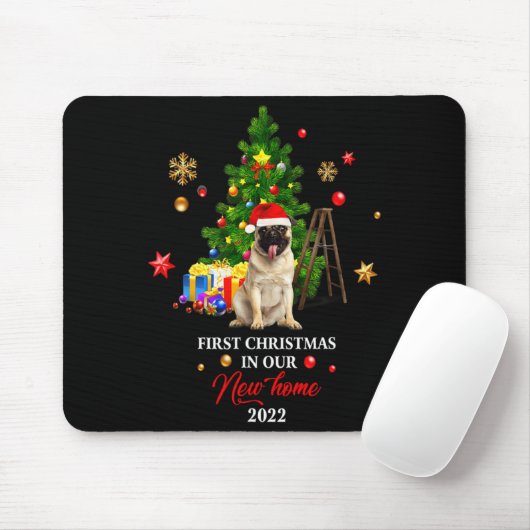 First Christmas In Our New Home Xmas For Bulldog T Mousepad (Mit Mouse)